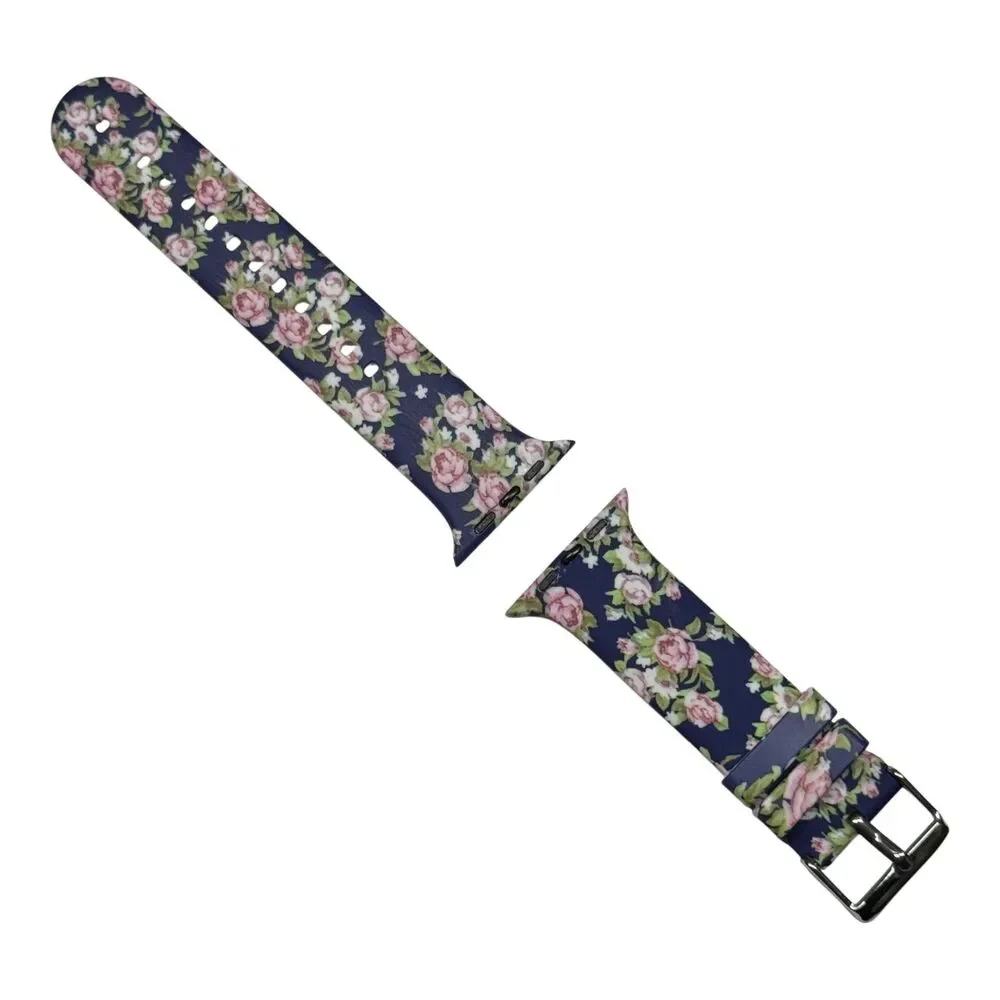 Unbranded Apple Watch 38-41mm Silicone Bands Leopard Floral Strap Set 2PCS